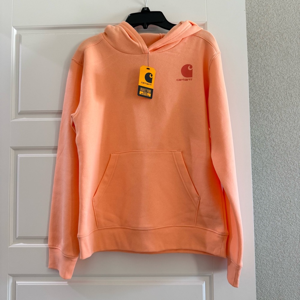 NWT Youth Carhartt Lt Peach fleece lined Hoodie size 12 Y